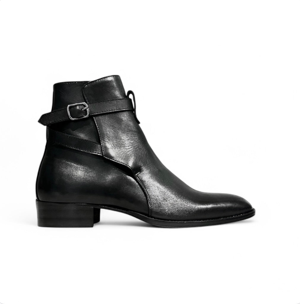 Black leather ankle boot