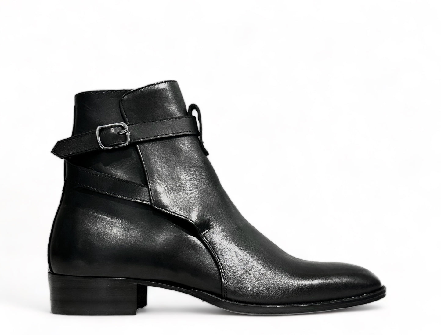 Black leather ankle boot