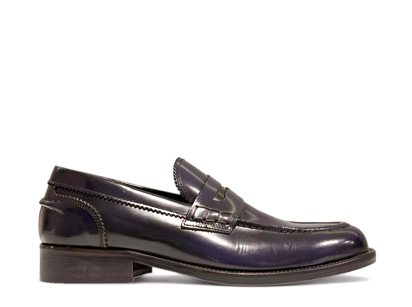 Collage navy loafer with leather sole