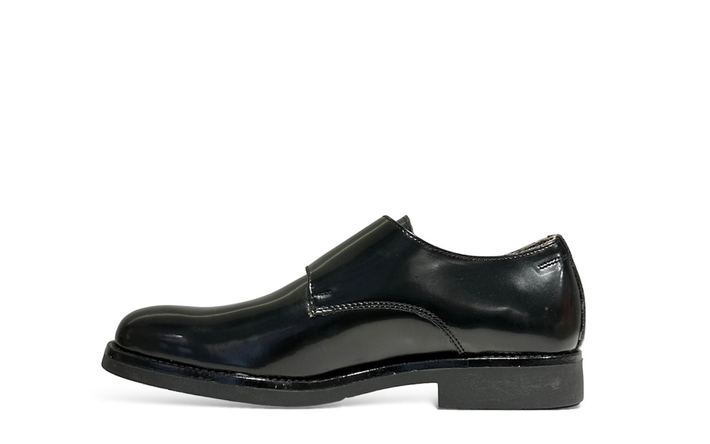 Monk Strap nero punta tonda