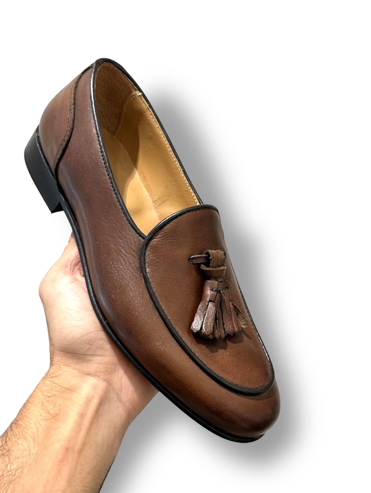 Smooth Brown leather slipper