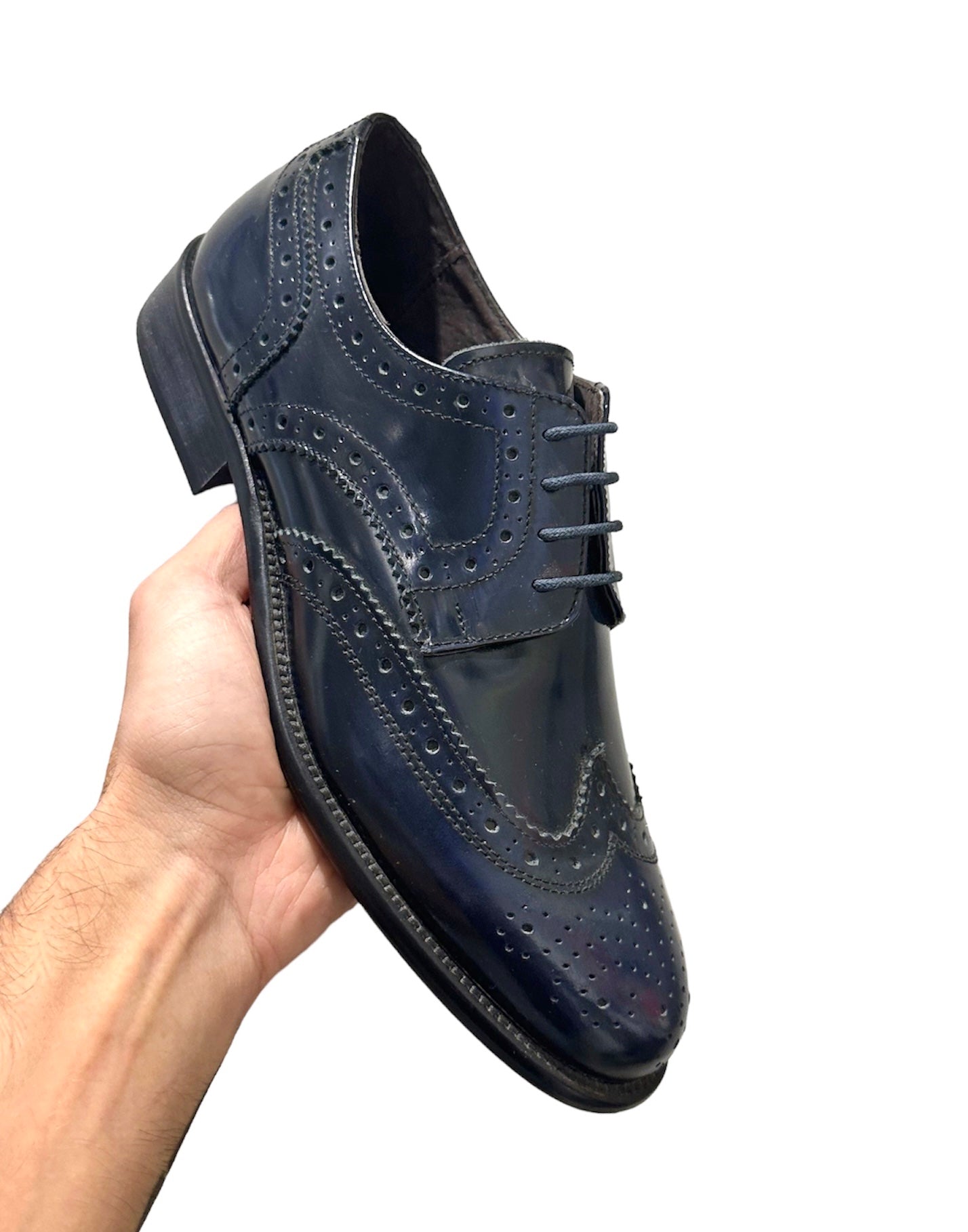 Scarpa Derby navy fondo cuoio