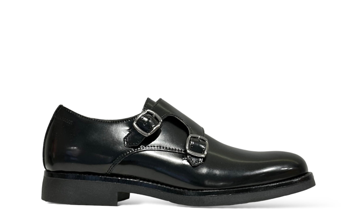 Monk Strap nero punta tonda