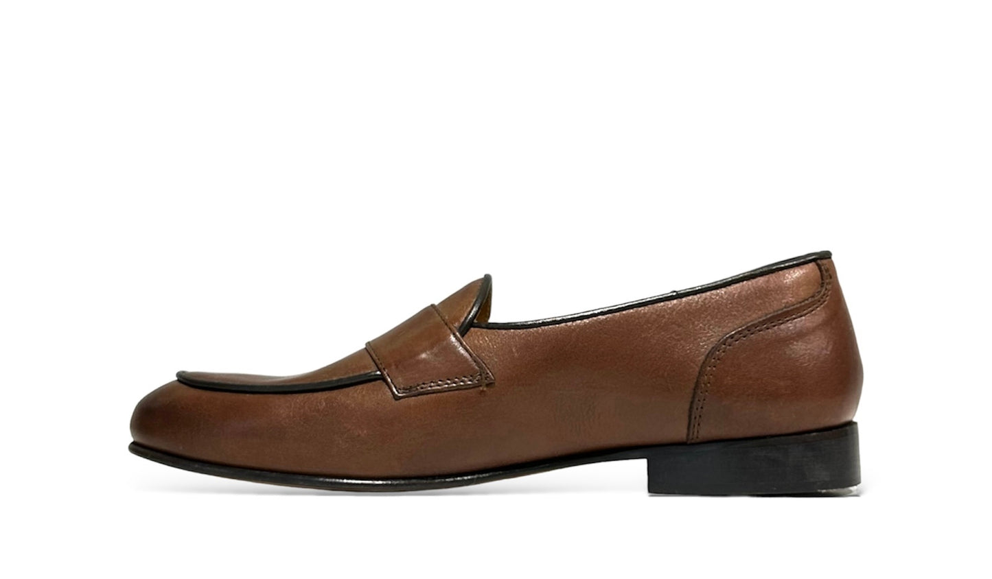 Smooth Brown Moccasin with leather band